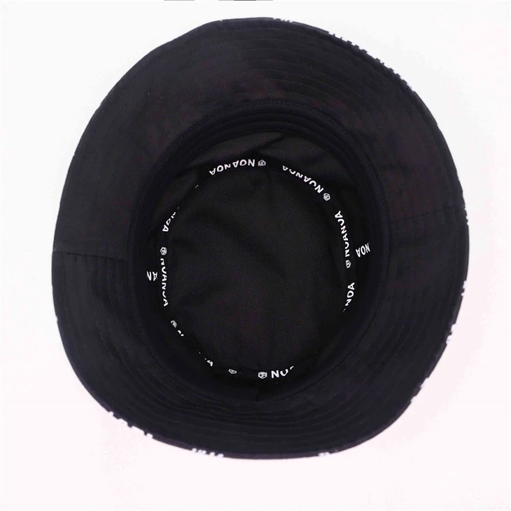 High-end Black Branded Printed Bucket Hat