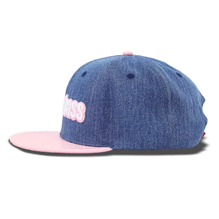 Pink Embroidery Denim Snapback Cap